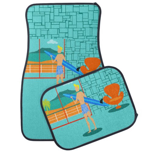 Retro Surfer Dude Car Mats