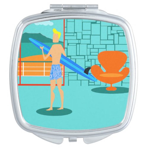 Retro Surfer Dude Compact Mirror