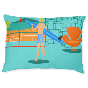 Retro Surfer Dude Dog Bed