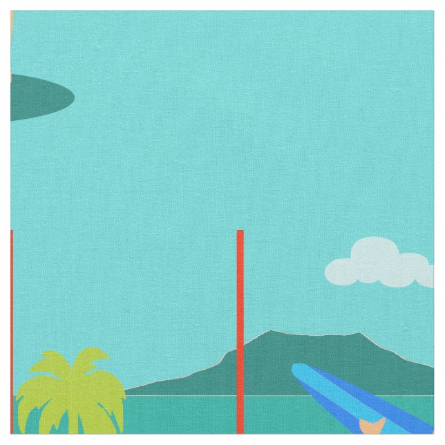 Retro Surfer Dude Fabric (Close Up)