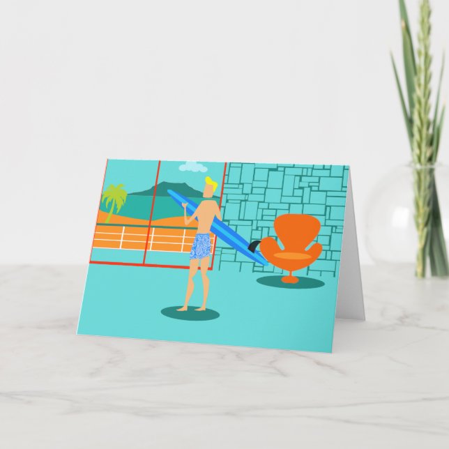 Retro Surfer Dude Greeting Card (Front)