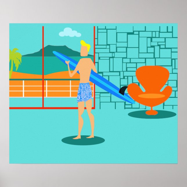 Retro Surfer Dude Poster (Front)