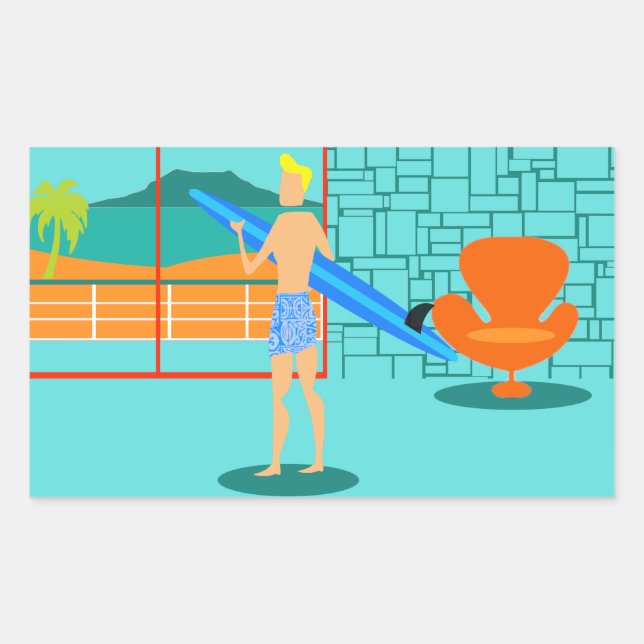 Retro Surfer Dude Stickers (Front)