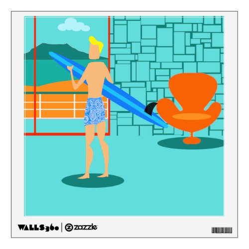 Retro Surfer Dude Wall Decal