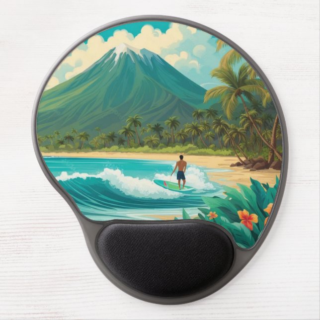 Retro Surfer in Hawaii Gel Mouse Pad (Front)