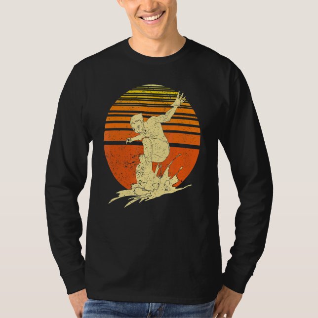 Retro Surfer Surfboard Water Sport Waves Surfing 1 T-Shirt (Front)