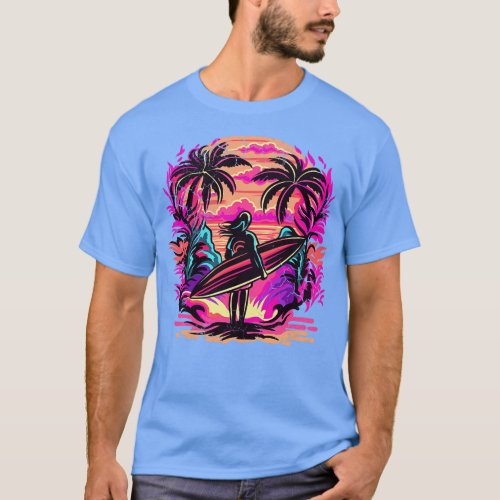 Retro Surfer Surfing  Graphic T_Shirt