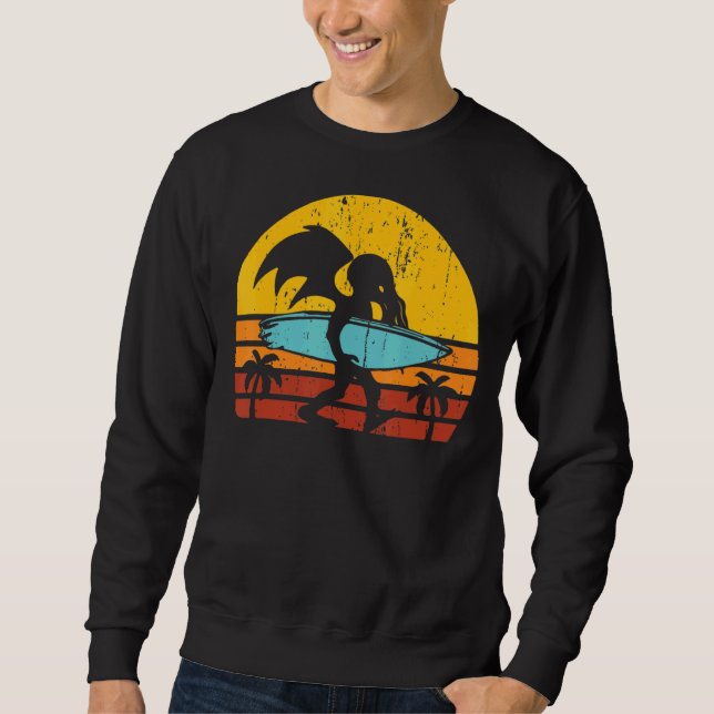 Retro Surfer Vintage Wave Surfing Surf Beach Sweatshirt (Front)