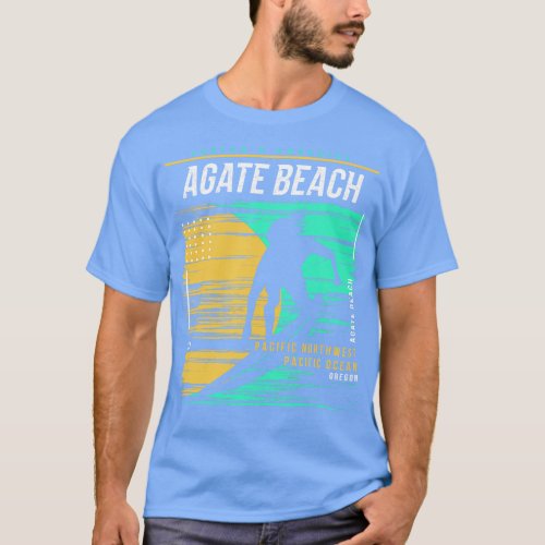 Retro Surfing Agate Beach Oregon Vintage Surfer Be T_Shirt