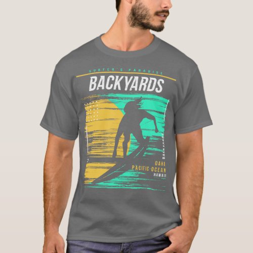 Retro Surfing Backyards Oahu Hawaii Vintage Surfer T_Shirt