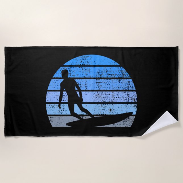 Retro Surfing Beach Towel (Front)