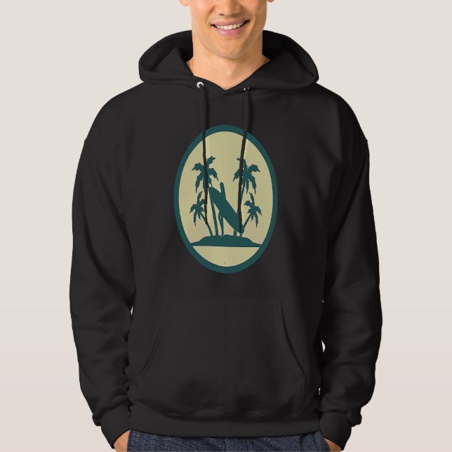 Retro Surfing Beach Vintage Summer Sport Hoodie (Front)