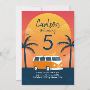 Retro Surfing Birthday Invitation