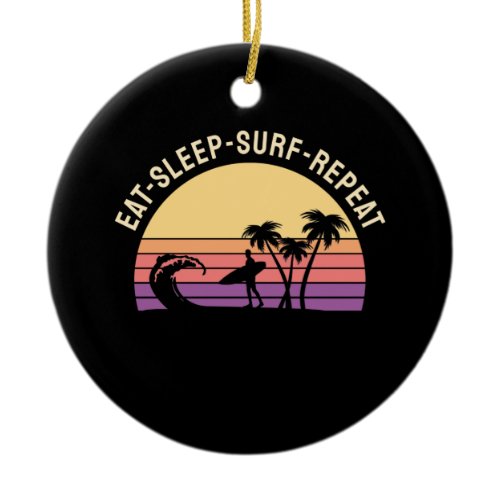 Retro Surfing Ceramic Ornament