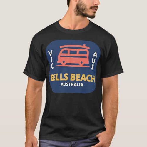 Retro Surfing Emblem Bells Beach Australia Vintage T_Shirt