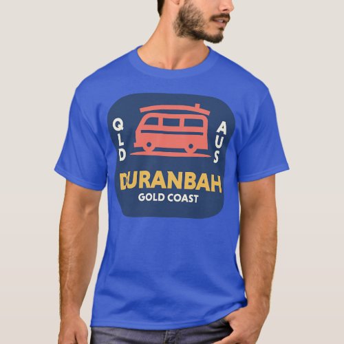 Retro Surfing Emblem Duranbah Gold Coast Australia T_Shirt