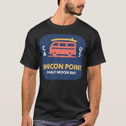 Retro Surfing Emblem Rincon Point Half Moon Bay Ca T_Shirt