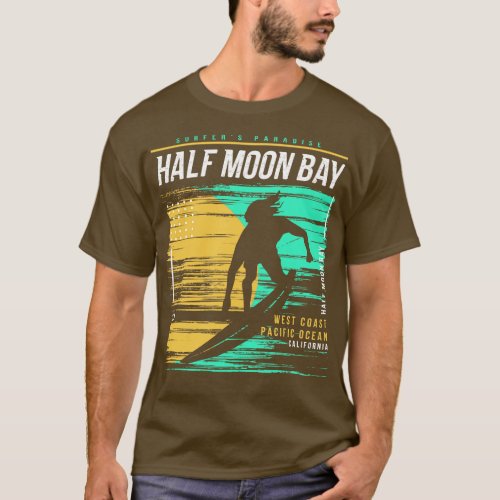 Retro Surfing Half Moon Bay California Vintage Sur T_Shirt
