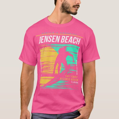 Retro Surfing Jensen Beach Florida Vintage Surfer  T_Shirt