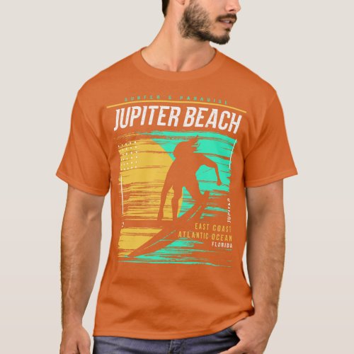 Retro Surfing Jupiter Beach Florida Vintage Surfer T_Shirt