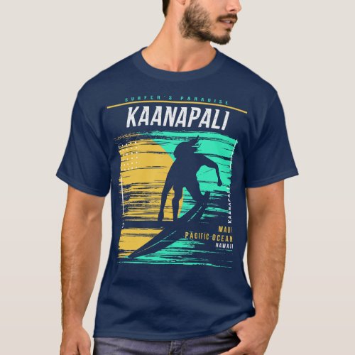Retro Surfing Kaanapali Maui Hawaii Vintage Surfer T_Shirt