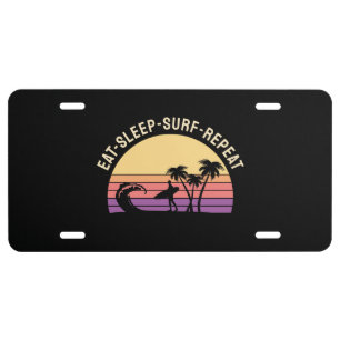 Retro Surfing License Plate