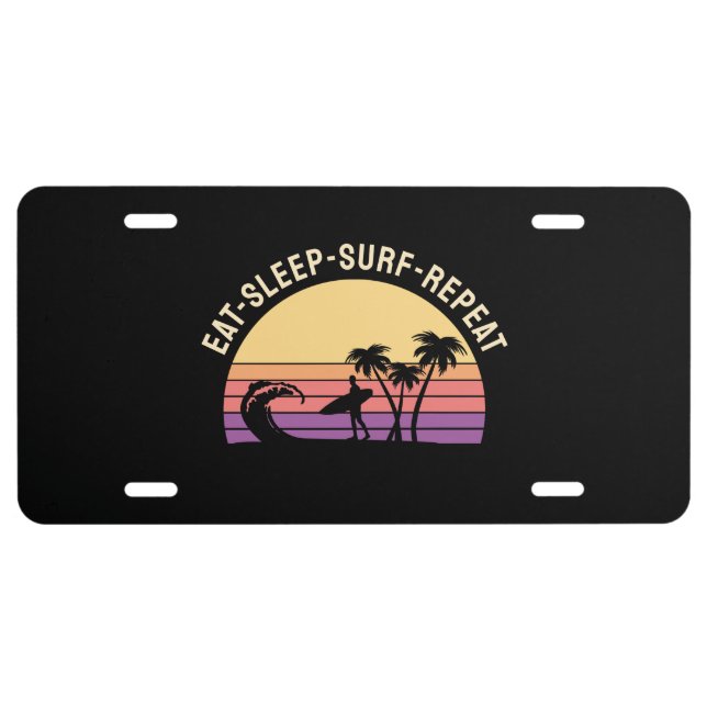 Retro Surfing License Plate (Front)