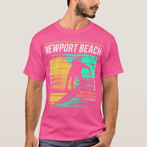 Retro Surfing Newport Beach California Vintage Sur T_Shirt