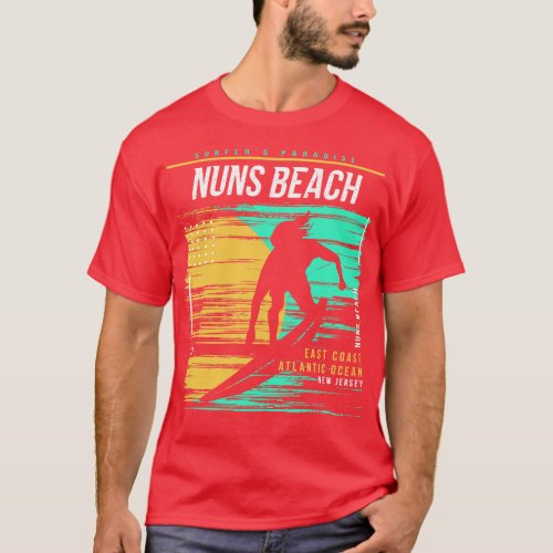 Retro Surfing Nuns Beach New Jersey Vintage Surfer T_Shirt