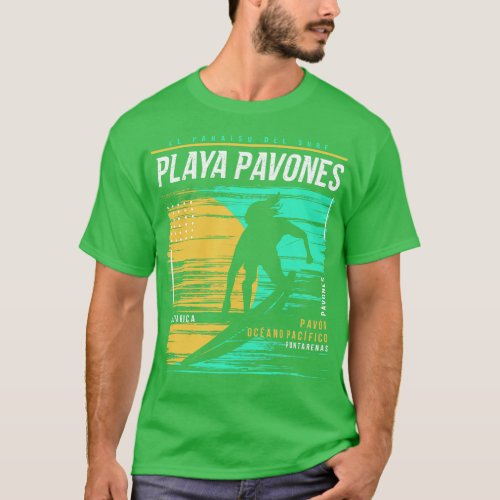 Retro Surfing Playa Pavones Costa Rica Vintage Sur T_Shirt