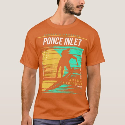 Retro Surfing Ponce Inlet Florida Vintage Surfer B T_Shirt