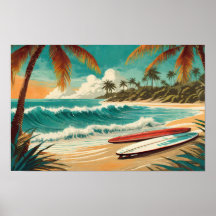 Retro surfing poster