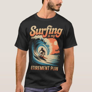 Retro Surfing Retirement Retired Beach Vibes T-Shirt
