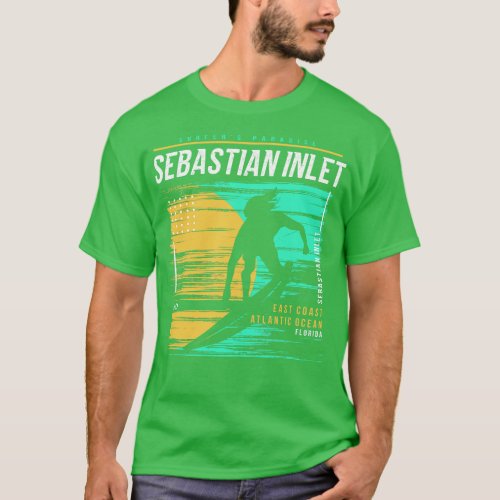 Retro Surfing Sebastian Inlet Florida Vintage Surf T_Shirt