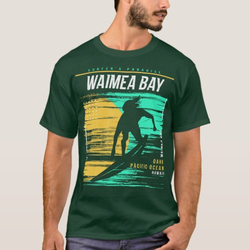 Retro Surfing Waimea Bay Oahu Hawaii Vintage Surfe T_Shirt