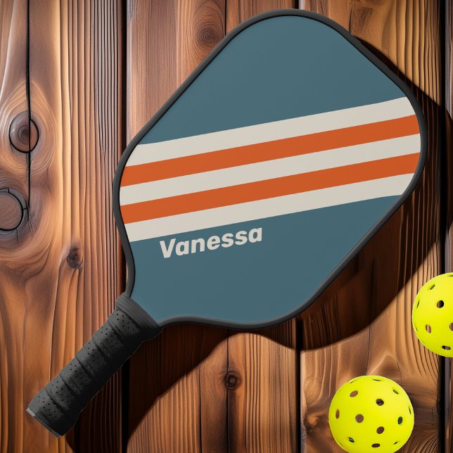 Retro Surfside Stripes with Name Pickleball Paddle (Creator Uploaded)