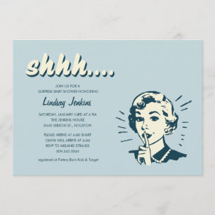 Retro Surprise Baby Shower Invitations