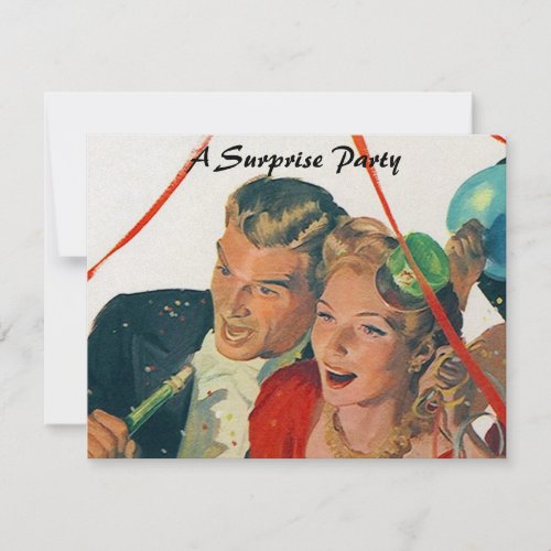 Retro Surprise Party Golden Anniversary Invites