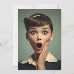 Retro Surprise Woman Portrait Invitation