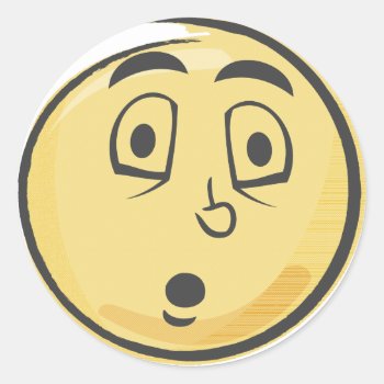 Retro Surprised Emoji Classic Round Sticker by vectortoons at Zazzle