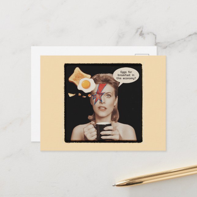 Retro Surreal Eggs For Breakfast, In this economy Postcard (Front/Back In Situ)