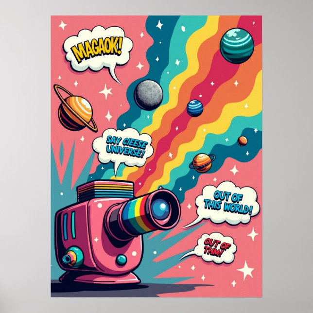Retro Surrealism -  Pop Art Cosmic Camera Poster (Front)