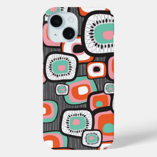 Retro Sushi Box Flower Squares Colorful Pattern iPhone 15 Case