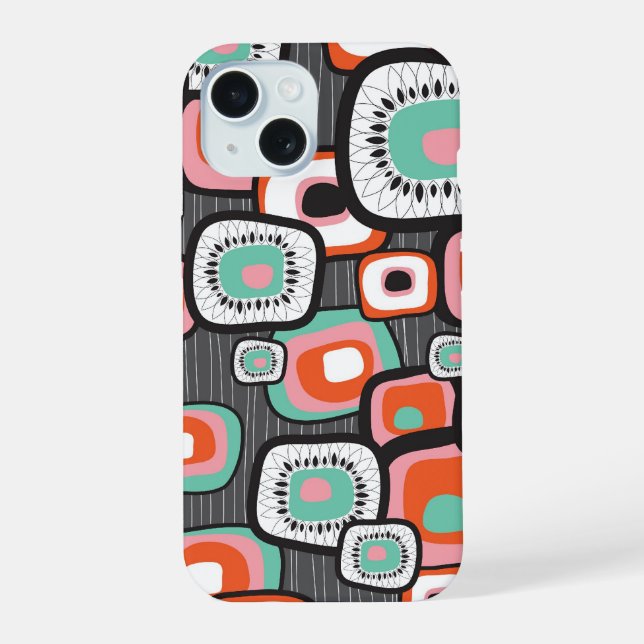 Retro Sushi Box Flower Squares Colorful Pattern Iphone Case (Back)