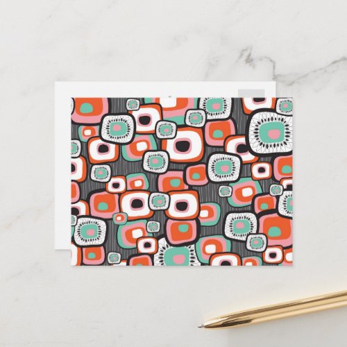 Retro Sushi Flower Squares Colorful Thank You Postcard