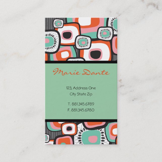 Retro Sushi Flower Squares Custom Profile Card (Front)