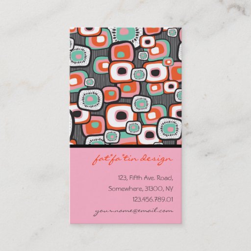 Customizable Retro Sushi Flower Squares Profile Card Business Card Template