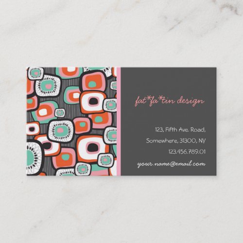 Retro Sushi Flower Squares Profile Card Business Card Template