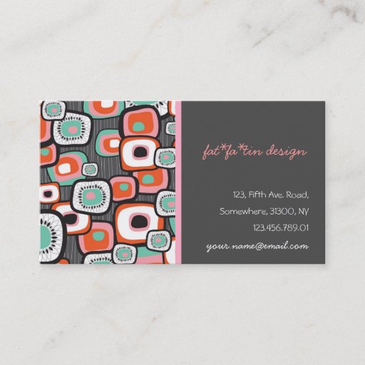 Customizable Retro Sushi Flower Squares Profile Card Business Card Template