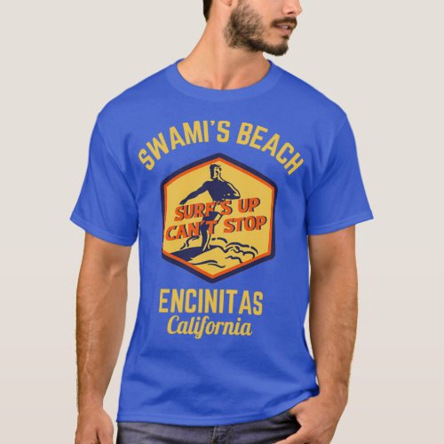 Retro Swamis Beach Encinitas California Gold Text  T_Shirt